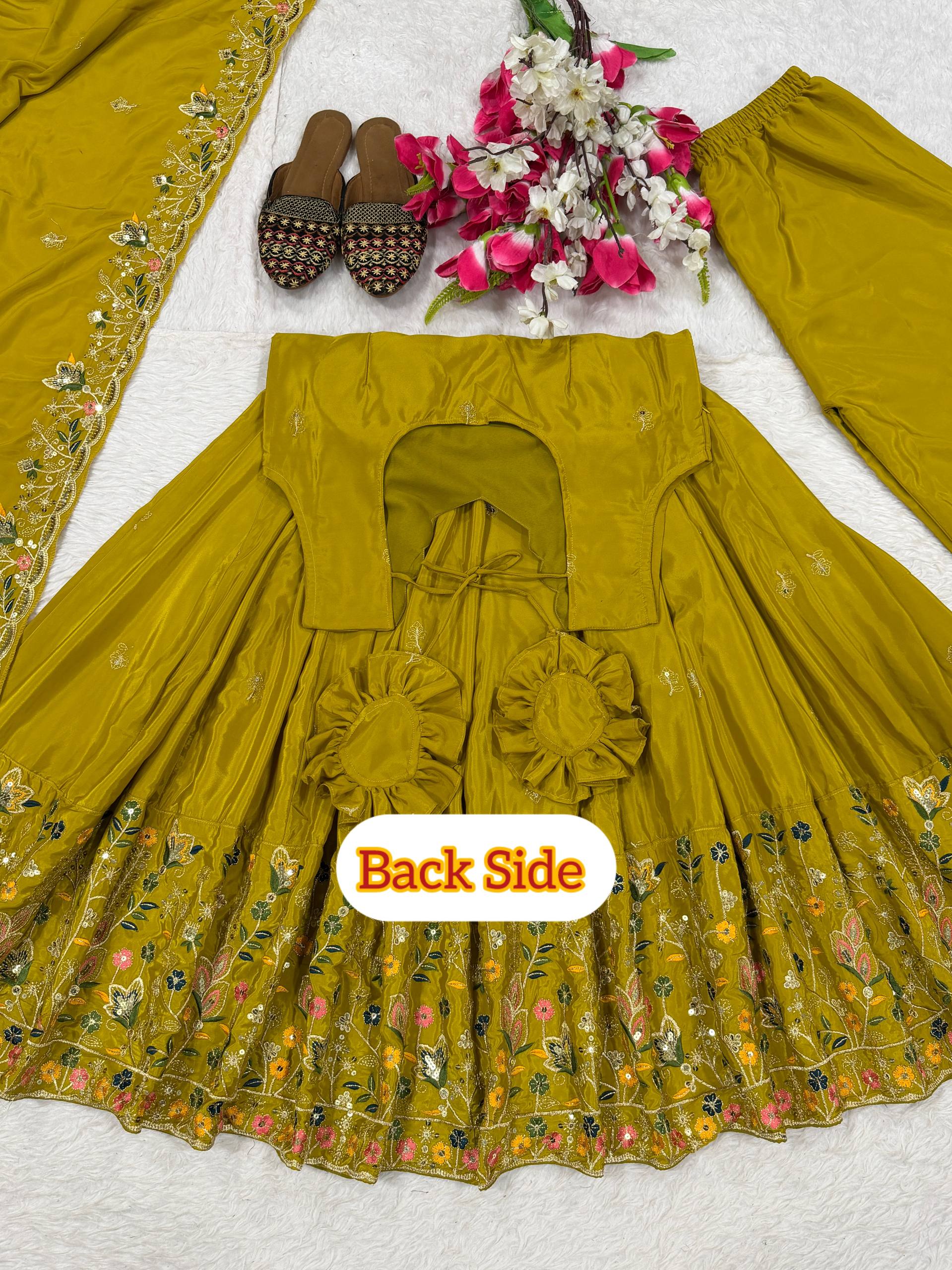 The Radiant Mustard Botanical-Hem Anarkali